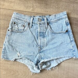 Levi's Light Blue Distressed Jean Shorts